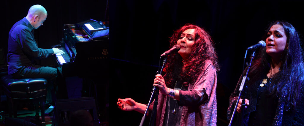 Mahsa Vahdat, Marjan Vahdat, singing on the microphone and Tord Gustavsen on the piano